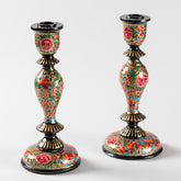 Papier Mache Candle Stands Black, Orange, Blue, Pink, Large - Eyaas